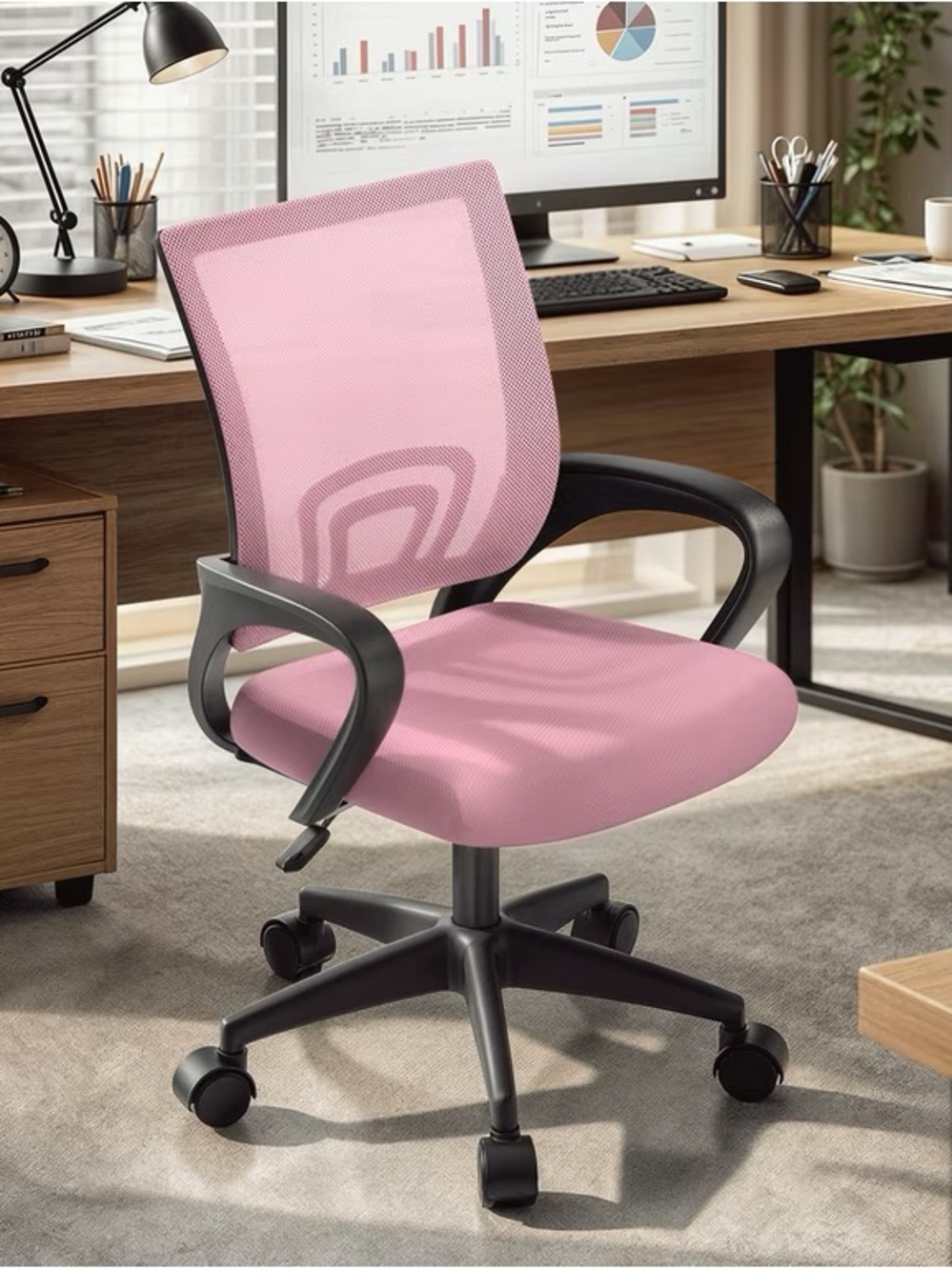 Pink Mesh Office Chair with Ergonomic Supportโ๏ธ๐